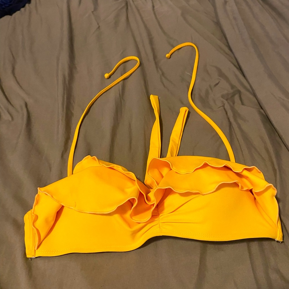 Vibrant yellow shell bikini top